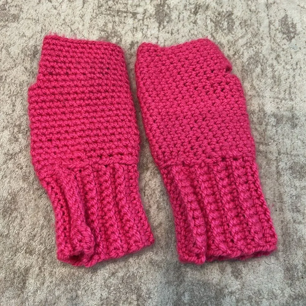 Pink Crochet Fingerless Gloves handmade by my grandma Betty